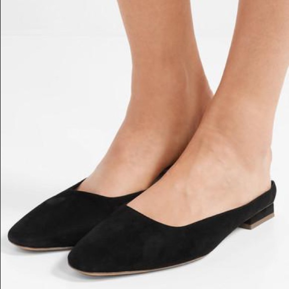 Mansur Gavriel- Suede Rectangular Mule in Black